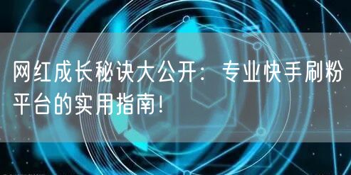 网红成长秘诀大公开：专业快手刷粉平台的实用指南！