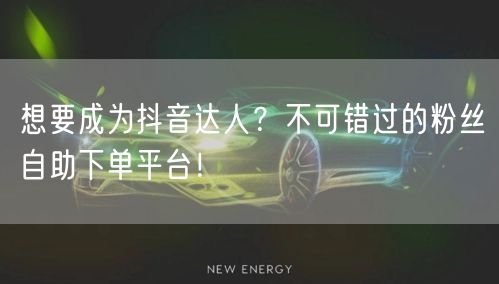想要成为抖音达人？不可错过的粉丝自助下单平台！