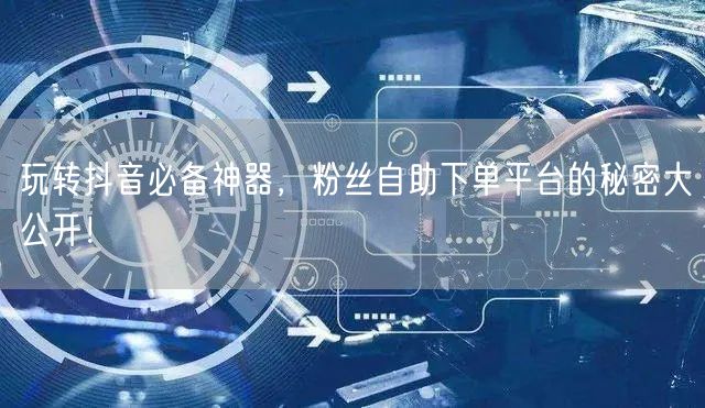 玩转抖音必备神器，粉丝自助下单平台的秘密大公开！
