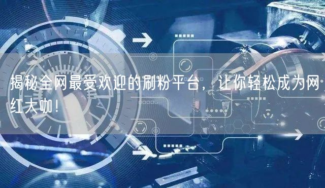 揭秘全网最受欢迎的刷粉平台，让你轻松成为网红大咖！