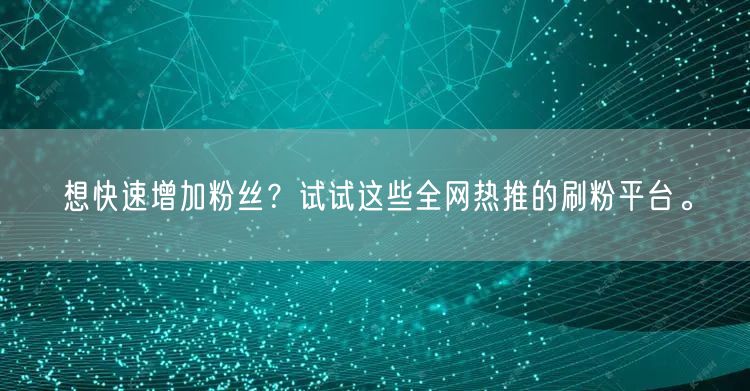 想快速增加粉丝？试试这些全网热推的刷粉平台。