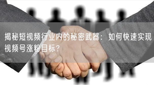揭秘短视频行业内的秘密武器：如何快速实现视频号涨粉目标？