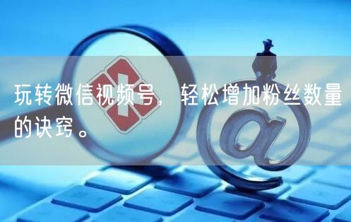 玩转微信视频号，轻松增加粉丝数量的诀窍。