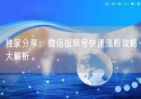 独家分享：微信视频号快速涨粉攻略大解析。