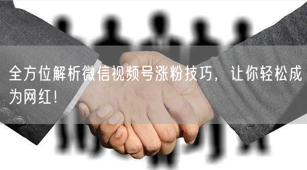 全方位解析微信视频号涨粉技巧，让你轻松成为网红！