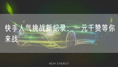 快手人气挑战新纪录：一元千赞等你来战
