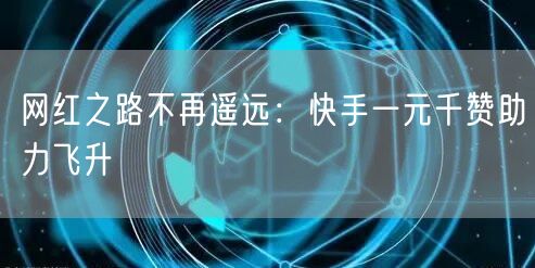 网红之路不再遥远：快手一元千赞助力飞升
