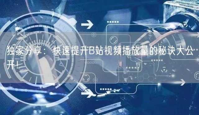 独家分享：快速提升B站视频播放量的秘诀大公开！