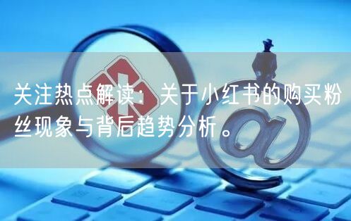 关注热点解读：关于小红书的购买粉丝现象与背后趋势分析。