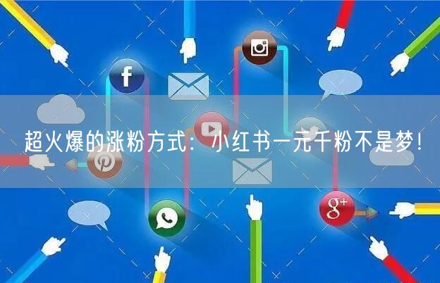 超火爆的涨粉方式：小红书一元千粉不是梦！