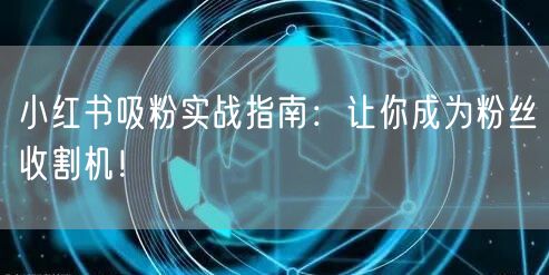小红书吸粉实战指南：让你成为粉丝收割机！