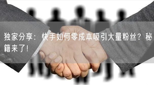 独家分享：快手如何零成本吸引大量粉丝？秘籍来了！