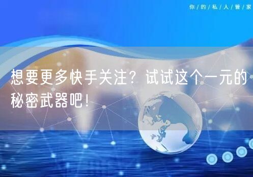 想要更多快手关注？试试这个一元的秘密武器吧！