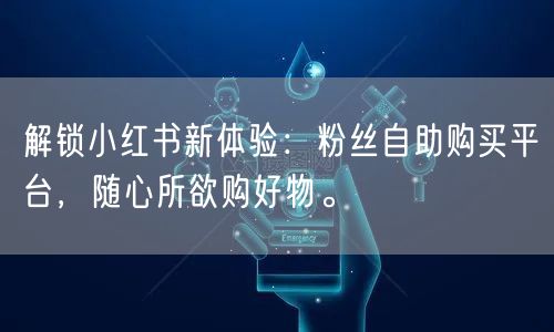 解锁小红书新体验：粉丝自助购买平台，随心所欲购好物。