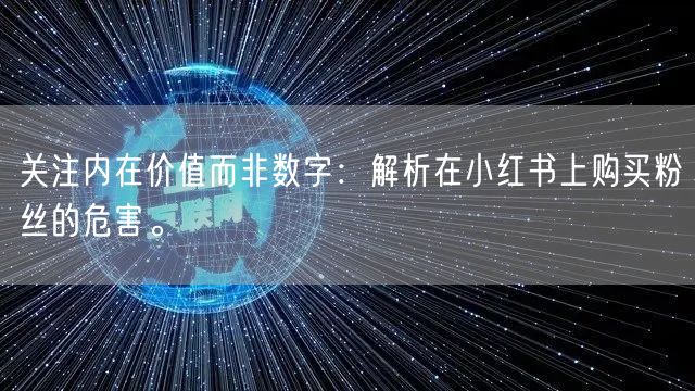 关注内在价值而非数字：解析在小红书上购买粉丝的危害。