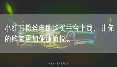 小红书粉丝自助购买平台上线，让你的购物更加便捷愉悦。
