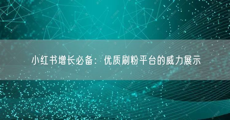小红书增长必备：优质刷粉平台的威力展示